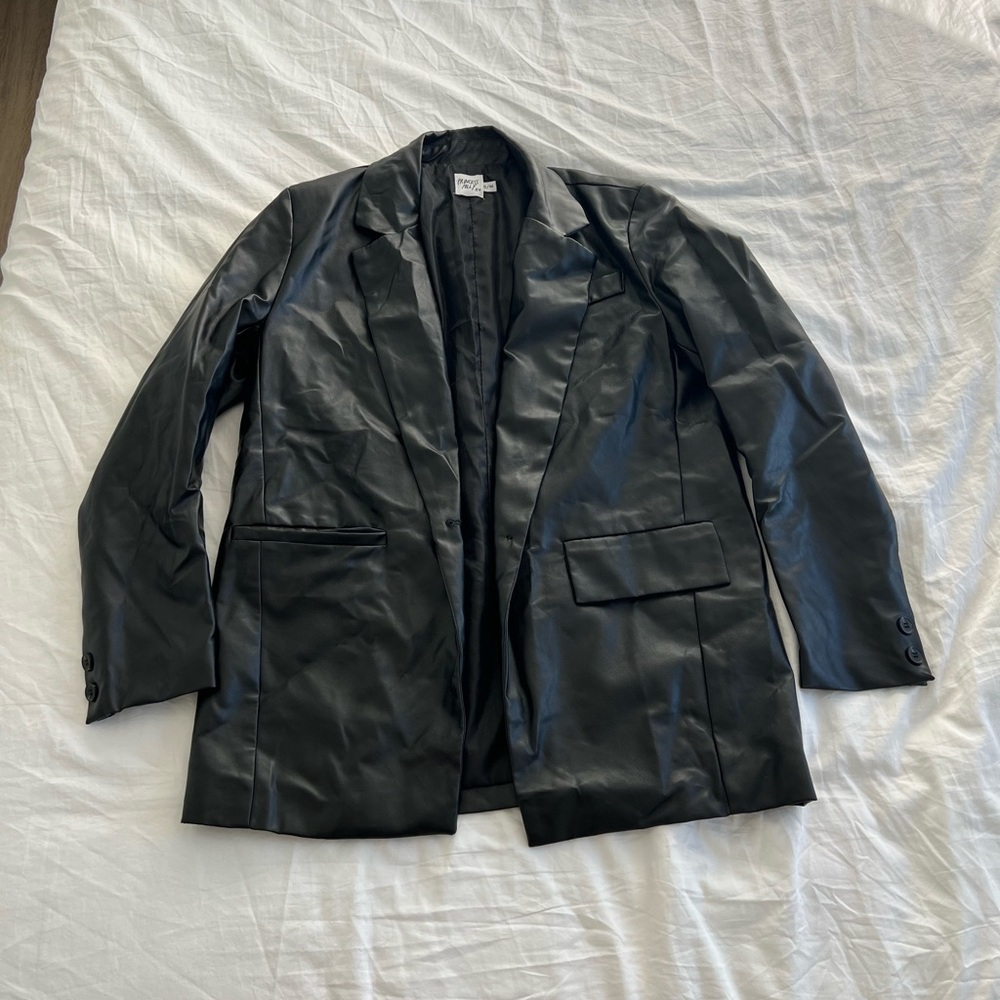 princess polly black vegan leather blazer